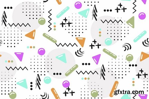 Seamless Patterns of Pop Shapes Backgrounds