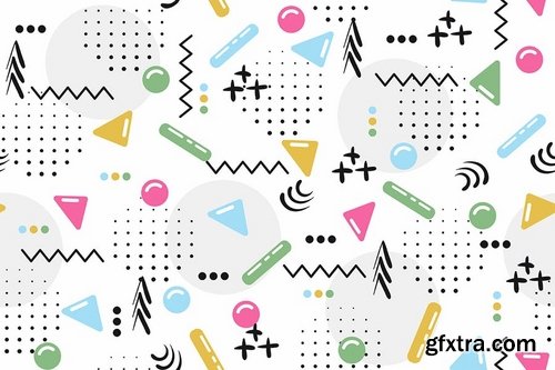 Seamless Patterns of Pop Shapes Backgrounds