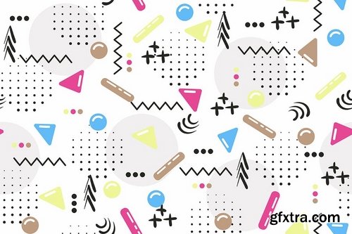 Seamless Patterns of Pop Shapes Backgrounds