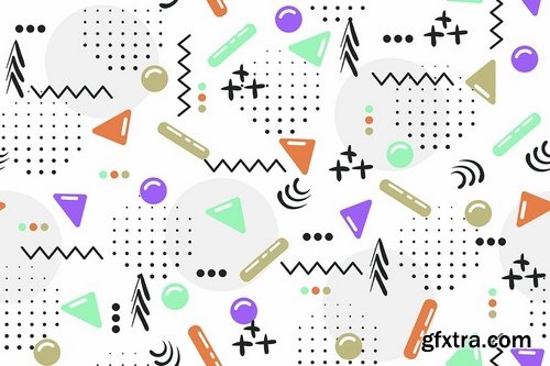 Seamless Patterns of Pop Shapes Backgrounds