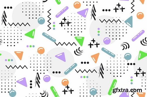 Seamless Patterns of Pop Shapes Backgrounds