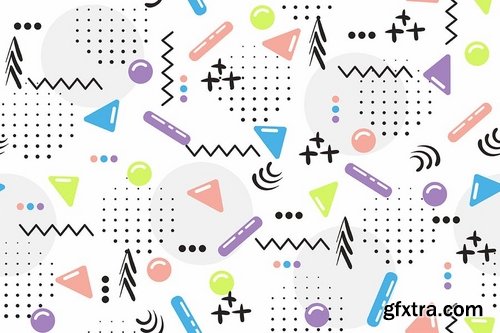 Seamless Patterns of Pop Shapes Backgrounds