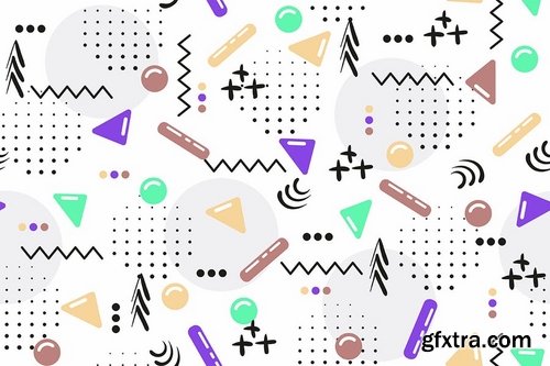 Seamless Patterns of Pop Shapes Backgrounds