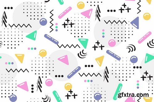 Seamless Patterns of Pop Shapes Backgrounds