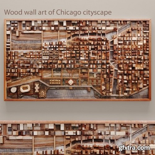 Wood wall art of Chicago cityscape