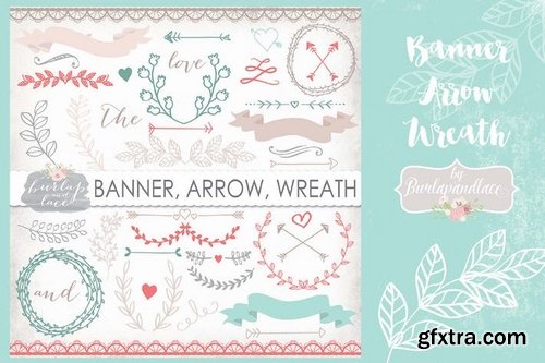 Banner, Arrow, Wreath clip art