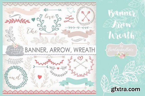 Banner, Arrow, Wreath clip art