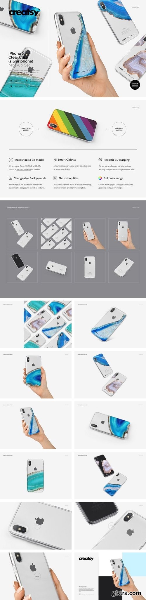 CM - iPhone X Clear Case Mockup Set Silv. 2064037