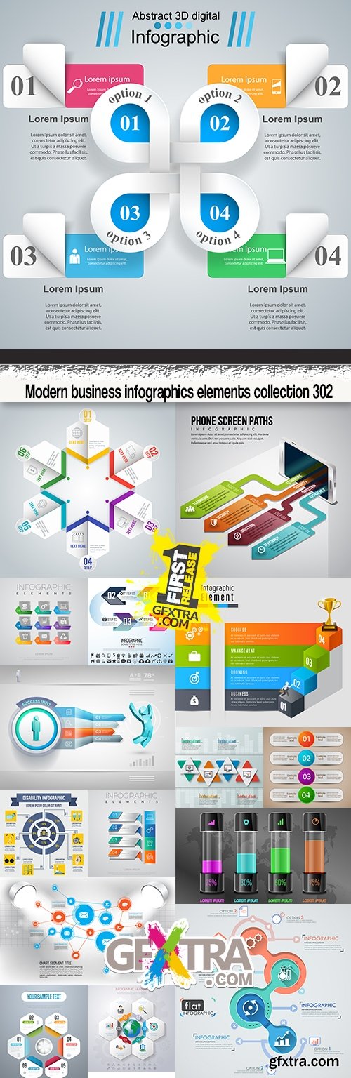 Modern business infographics elements collection 302
