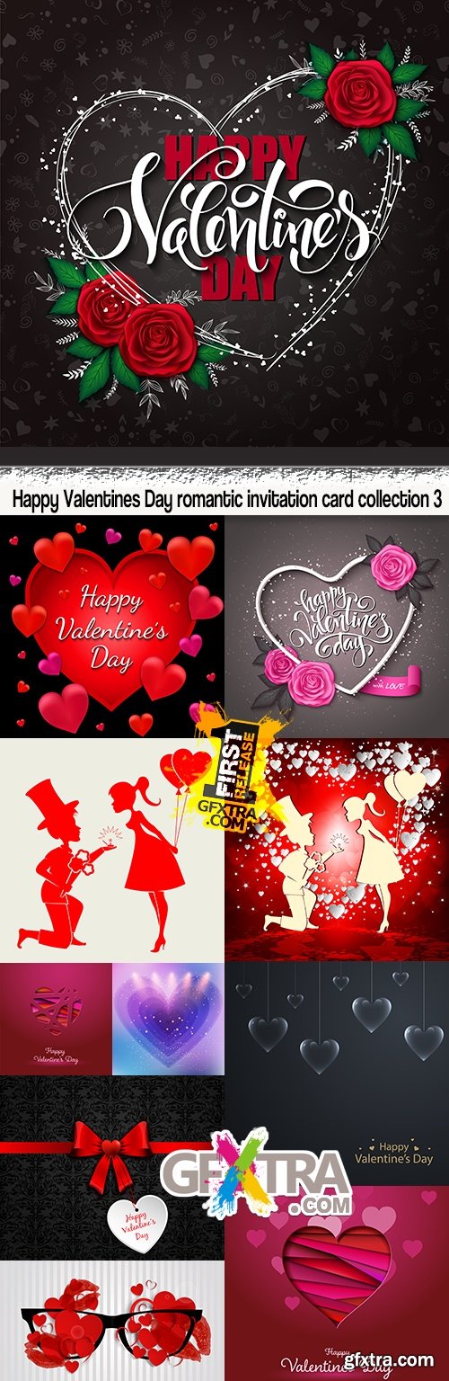 Happy Valentines Day romantic invitation card collection 3