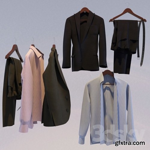 Men\'s suit on a hanger 3d Model