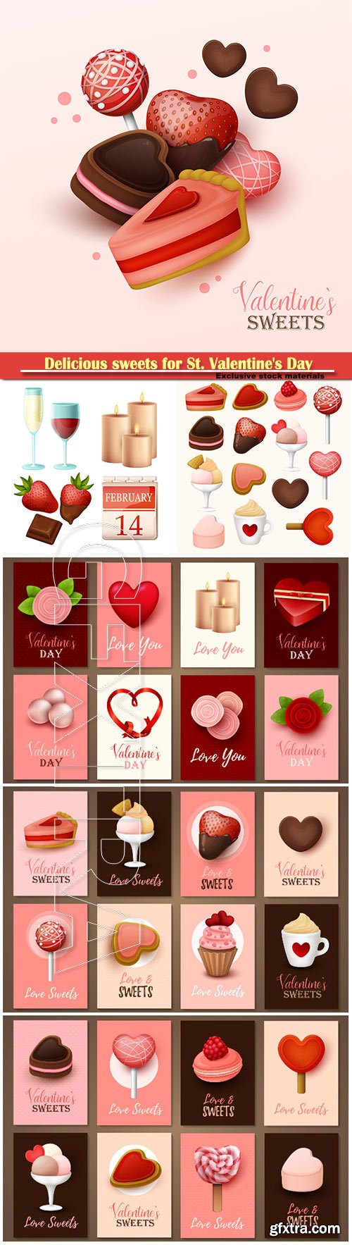 Delicious sweets for St. Valentine\'s Day vector