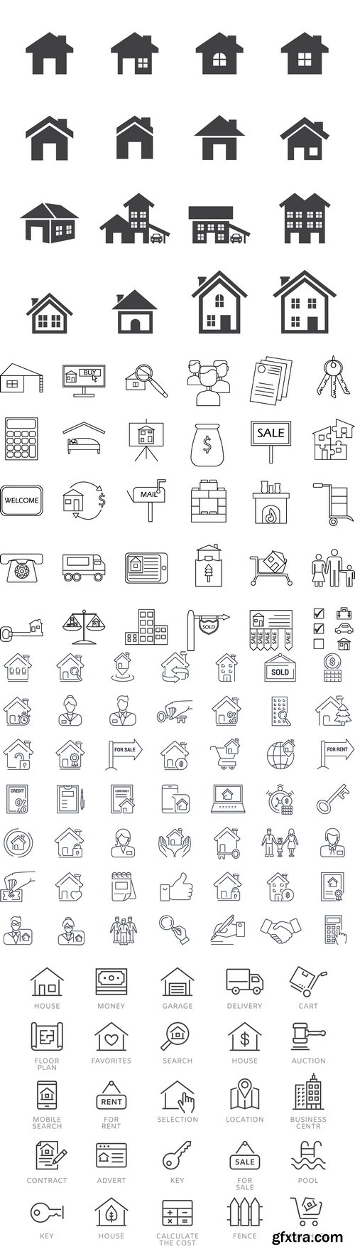 Vectors - Black Real Estate Icons 13