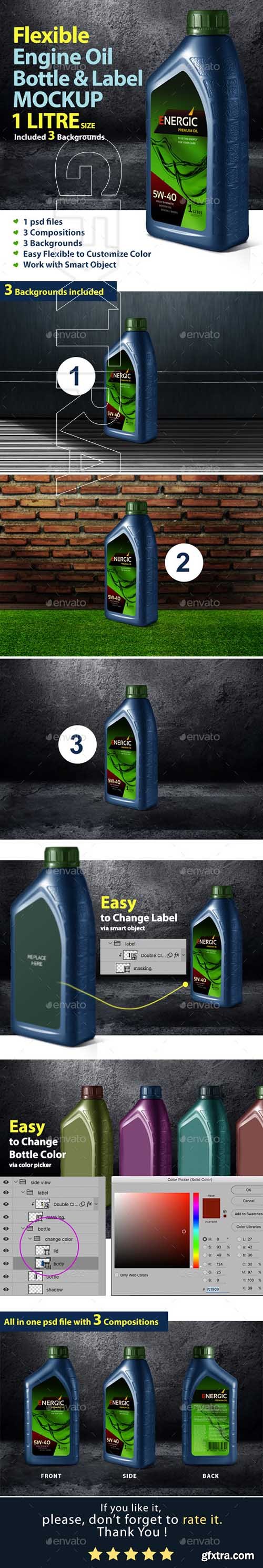 Graphicriver - Engine Oil Bottle & Label Mockup 21340278