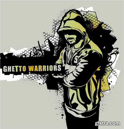 Figure clothes printing on T-shirt thug gangster criminal ggetto 25 EPS