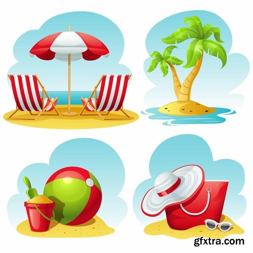 Beach umbrella illustration summer beach vacation beach vacation parasol 25 EPS