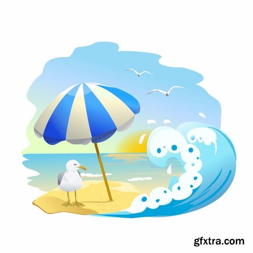 Beach umbrella illustration summer beach vacation beach vacation parasol 25 EPS