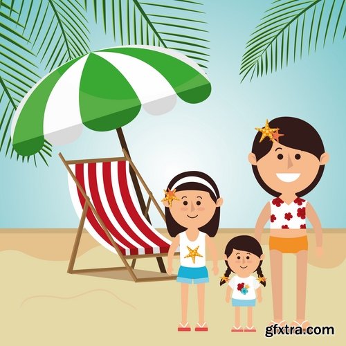 Beach umbrella illustration summer beach vacation beach vacation parasol 25 EPS