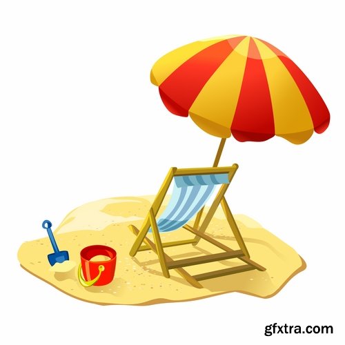 Beach umbrella illustration summer beach vacation beach vacation parasol 25 EPS