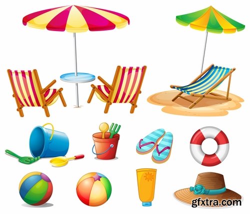 Beach umbrella illustration summer beach vacation beach vacation parasol 25 EPS