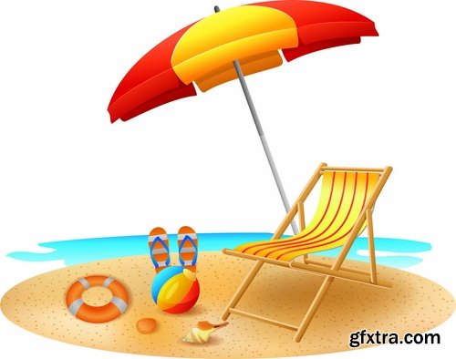 Beach umbrella illustration summer beach vacation beach vacation parasol 25 EPS