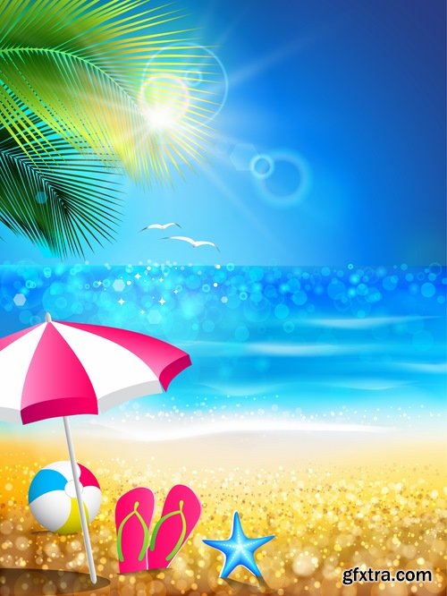 Beach umbrella illustration summer beach vacation beach vacation parasol 25 EPS