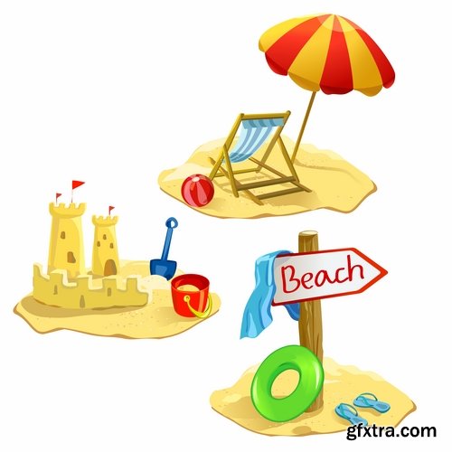 Beach umbrella illustration summer beach vacation beach vacation parasol 25 EPS