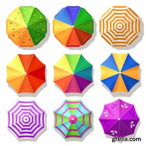 Beach umbrella illustration summer beach vacation beach vacation parasol 25 EPS