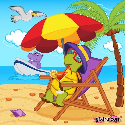 Beach umbrella illustration summer beach vacation beach vacation parasol 25 EPS