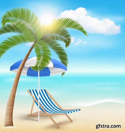 Beach umbrella illustration summer beach vacation beach vacation parasol 25 EPS