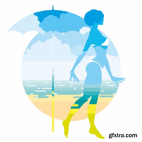 Beach umbrella illustration summer beach vacation beach vacation parasol 25 EPS