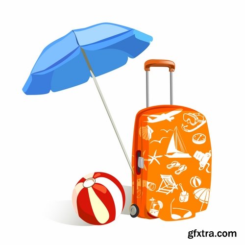 Beach umbrella illustration summer beach vacation beach vacation parasol 25 EPS