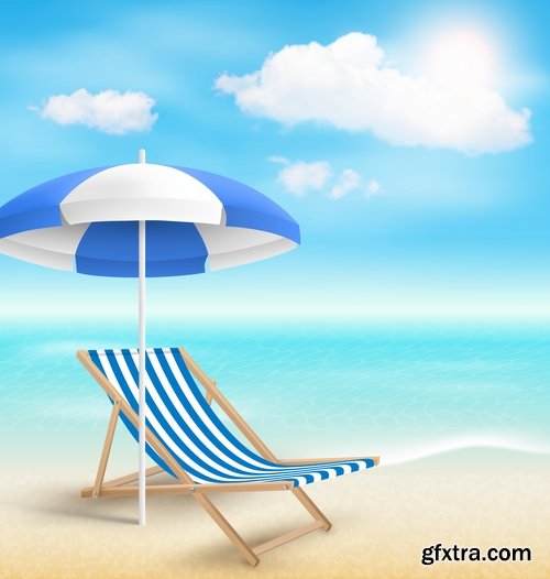 Beach umbrella illustration summer beach vacation beach vacation parasol 25 EPS