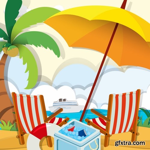 Beach umbrella illustration summer beach vacation beach vacation parasol 25 EPS