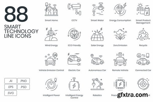 88 Smart Technology Line Icons