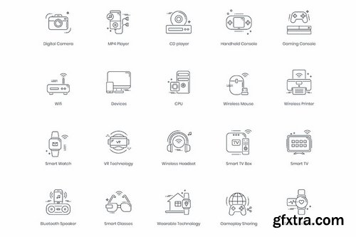 88 Smart Technology Line Icons