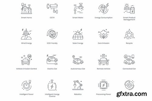 88 Smart Technology Line Icons