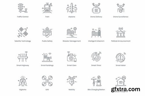 88 Smart Technology Line Icons