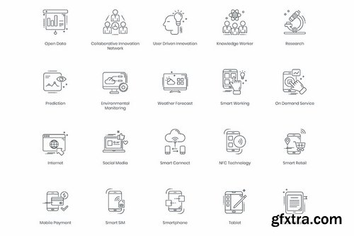 88 Smart Technology Line Icons