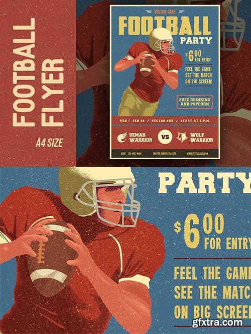 CreativeMarket - Vintage American Football Flyer 2246851