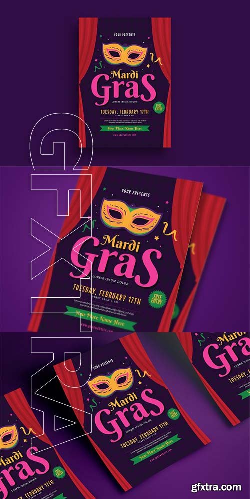 CreativeMarket - Mardi Gras Event Flyer 2247739