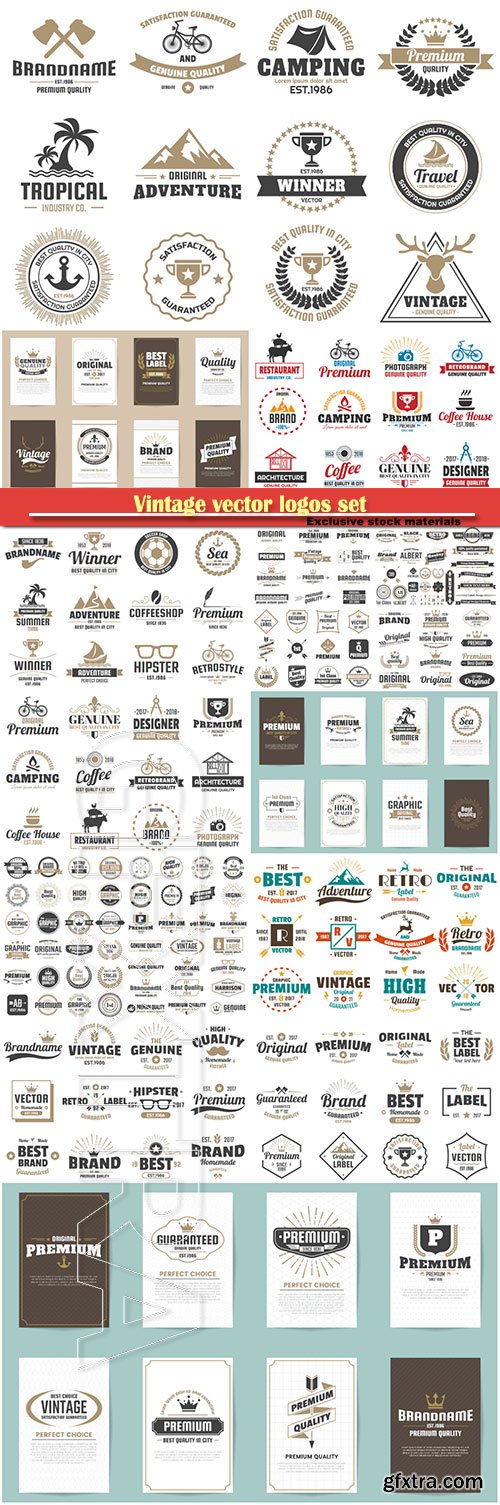 Vintage vector logos set