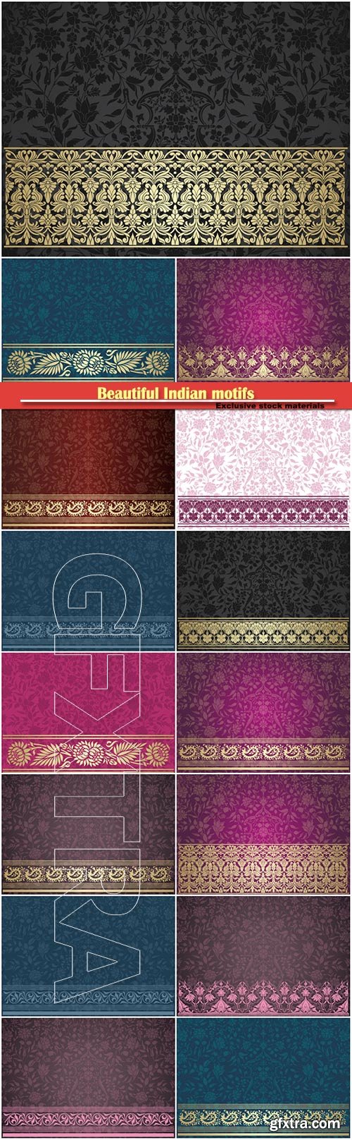 Beautiful Indian motifs, vector backgrounds