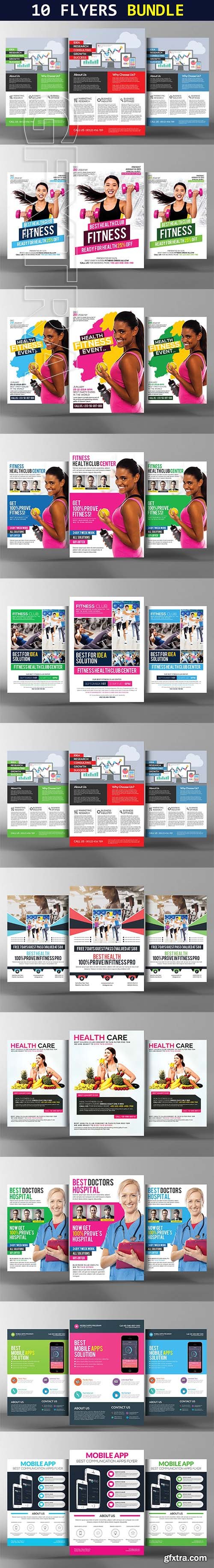 CreativeMarket - 10 Flat Design Corporate Flyers 2247230