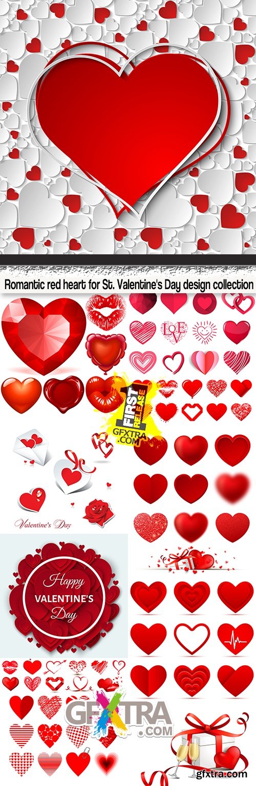 Romantic red heart for St. Valentine\'s Day design collection