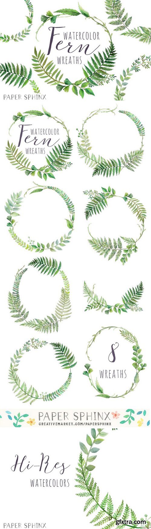 CM - Watercolor Fern Wreaths 2205010