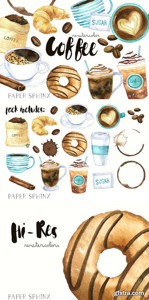 CM - Watercolor Coffee Clipart 2205006