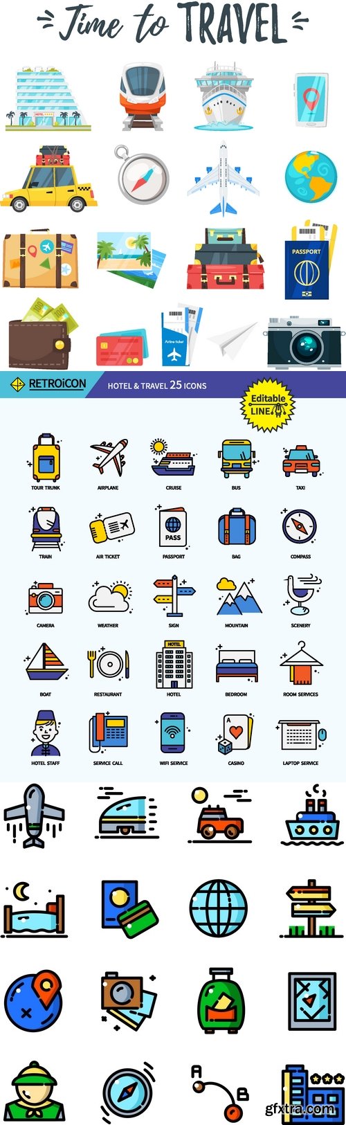 Vectors - Flat Travel Icons Set