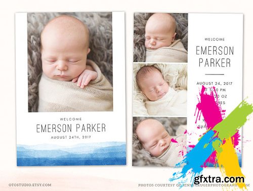 CreativeMarket - Birth Announcement Template CB102 2266956