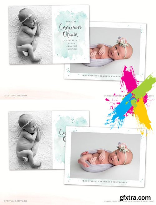 CreativeMarket - Birth Announcement Template CB112 2266914